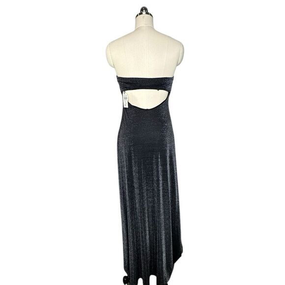Calvin Klein Black Silver Metallic Strapless Cocktail Maxi Dress | Size 6 - Picture 3 of 14